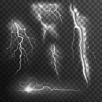  Lightning Black White Set vector