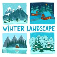 Winter Landscape Digital Graphic Set  vector