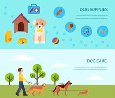 Dog 2 flat horizontal banners composition vector