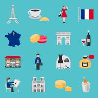 France Icons Flat Set vector