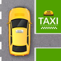 Yellow taxi cab top view banner vector