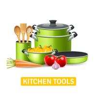 Kitchen Tools With Vegetables Illustration  vector