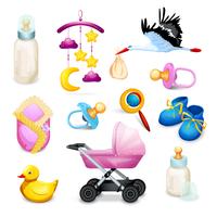 Baby shower icons vector