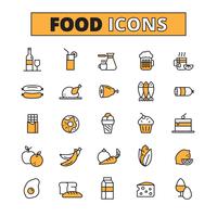 Conjunto de iconos de línea de comida y bebida vector