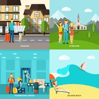 Tourism 4 flat icons square banner vector