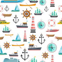 Nautical symbols vintage seamless pattern  vector