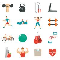 Icono plana de fitness conjunto vector