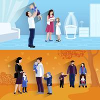 Parenthood 2 flat banners icomposition vector