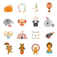 Chapito circus iconos conjunto plana vector