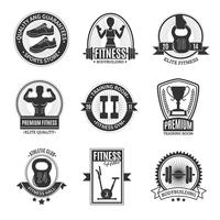 Fitness Club Black And White Badges vector