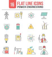 Energy power line icons set vector