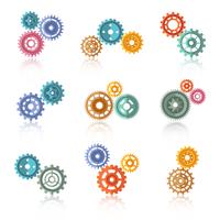 Connected Color Gears Icons Set vector