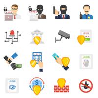 Bank security flat icons set vector