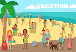 People On Beach Background vector