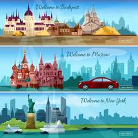 Famous Cities Banners vector