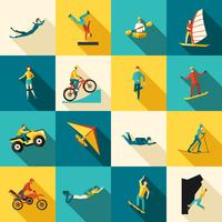 Extreme Sports Flat Icons Set vector