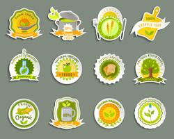 Natural organic food brands stickers set  vector