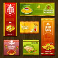 Conjunto de banners de comida mexicana vector