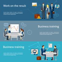 Business coaching investment flat banners set vector