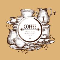 Coffee set vintage style composition poster vector