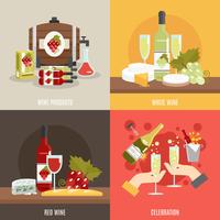 Set de vino plano vector