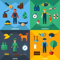 Nature Management Professions Icon Set vector