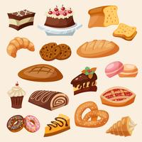 Flat Icon Pastry Set vector