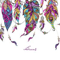 Ethnic Feathers Sketch vector