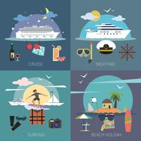 Ship Flat Set vector