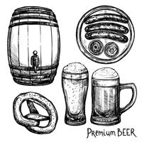 Beer Sketch Decorative Icon Set vector