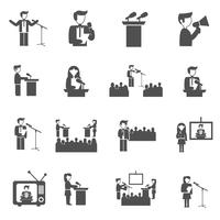 Public Speaking Icons Set vector