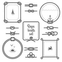 Rope Frames Black And White Set vector