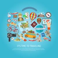 Traveling Time Flat Color Concept  vector