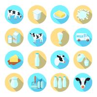 Milk flat icons set vector