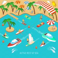 Active rest at sea concept vector