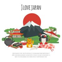 Japanese tradition Symbols Poster vector