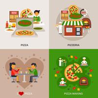 Pizzeria Concept Icons Set vector