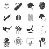 Conjunto de iconos de deporte negro vector