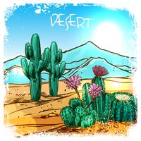 Cactus In Desert Sketch vector