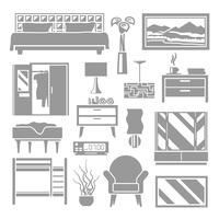 Bedroom Furniture Grey Set vector
