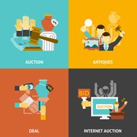 Auction Deal Icons Set  vector