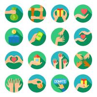 Long hands giving flat icons set vector