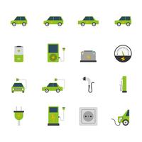 Conjunto de iconos de coche eléctrico vector