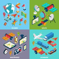 Navigation Isometric Icon Set vector