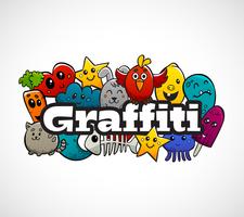 Graffiti Characters Composition Flat Concept vector