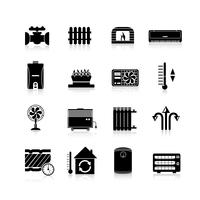 Heating Icons Black Set vector