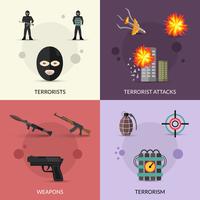 Terrorism Flat Set vector