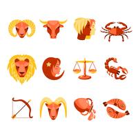 Zodiac icons set flat vector