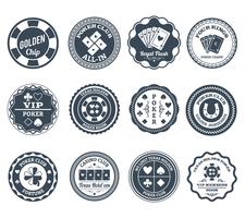 Poker black labels set vector