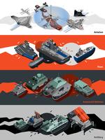 Military Equipment Banners Isometric vector